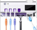 Suporte Dispenser Automático de Pasta de Dente com Esterilizador UV e Porta-Escovas – Higiene Diária Prática