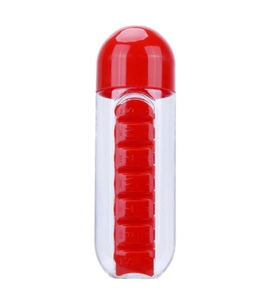 Garrafa de água com porta comprimidos - 3 EM 1