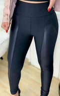 Calça Legging Flanelada com Detalhe em Cirré – Inverno 2025