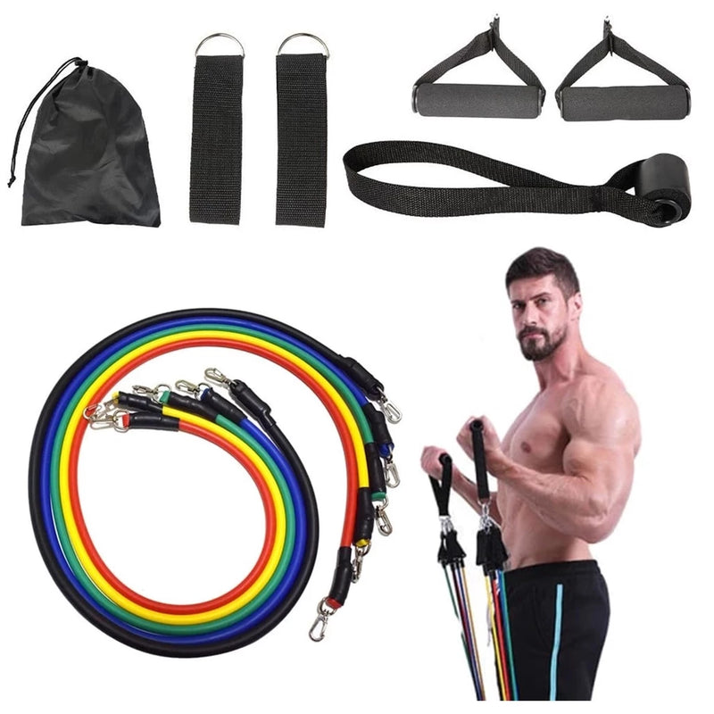 Kit Elásticos de Resistência para Exercício em Casa – 11 Peças