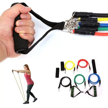 Kit Elásticos de Resistência para Exercício em Casa – 11 Peças