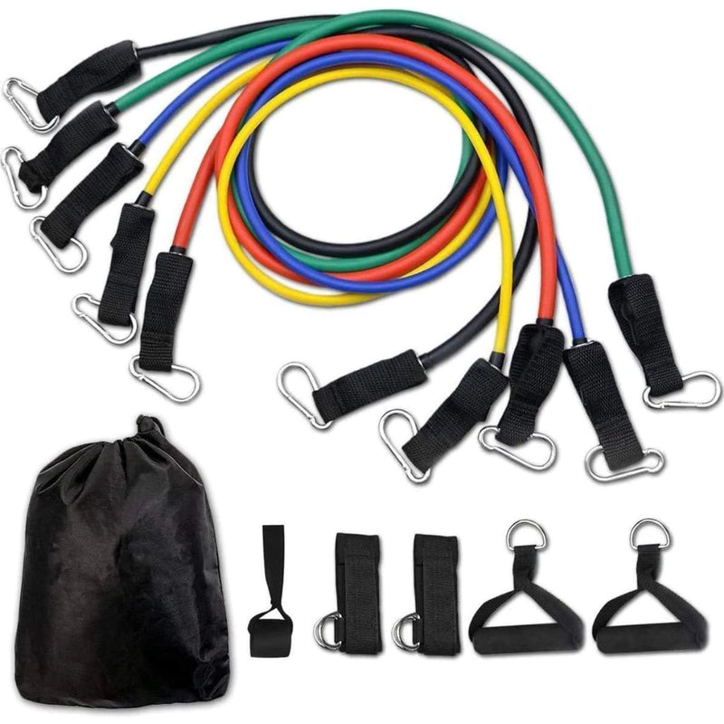 Kit Elásticos de Resistência para Exercício em Casa – 11 Peças