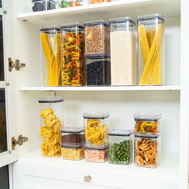 Kit Potes Herméticos Acrílico Empilháveis – Porta Mantimentos Cozinha